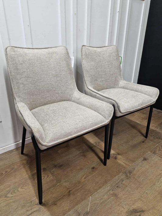 Dining Chairs set of 2 / Natural Beige and Black Calgary