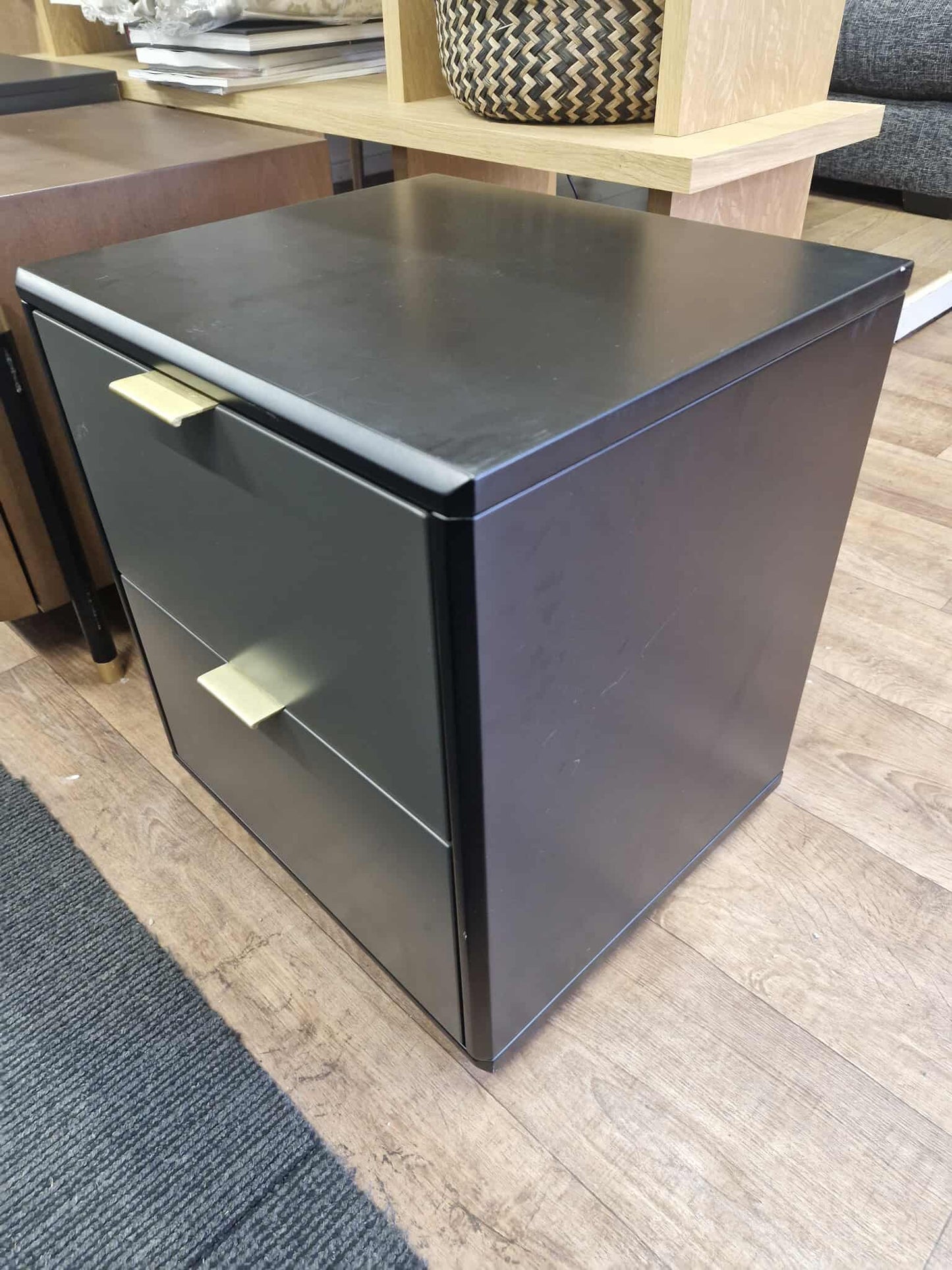 Black, Grey and Gold Bedside Table with 2 drawers