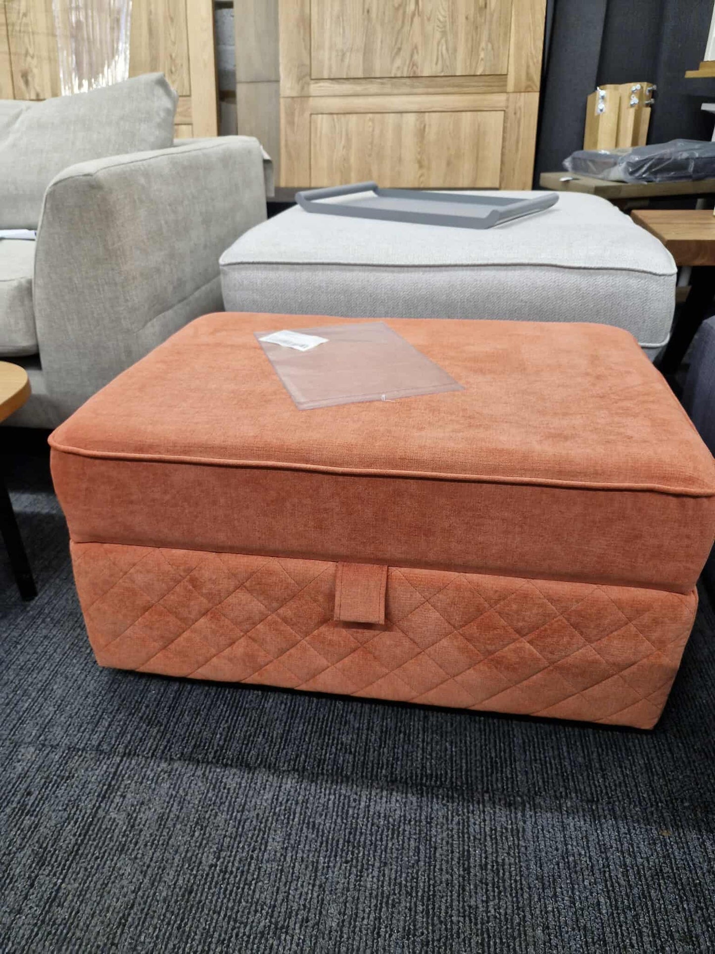 Orange Storage Ottoman / Footsool