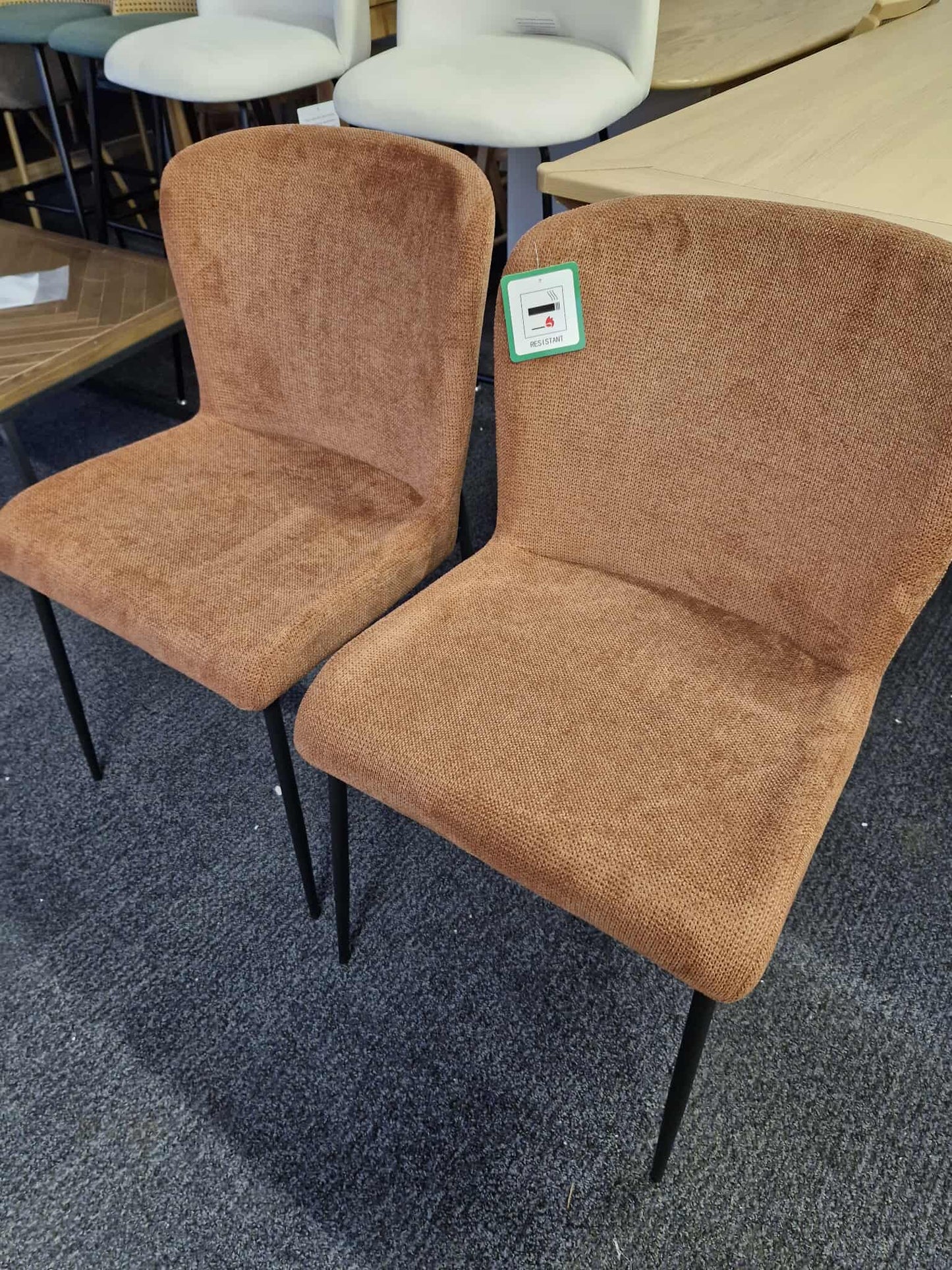 Burnt Orange and Black Metal Dining Chairs Set of 2