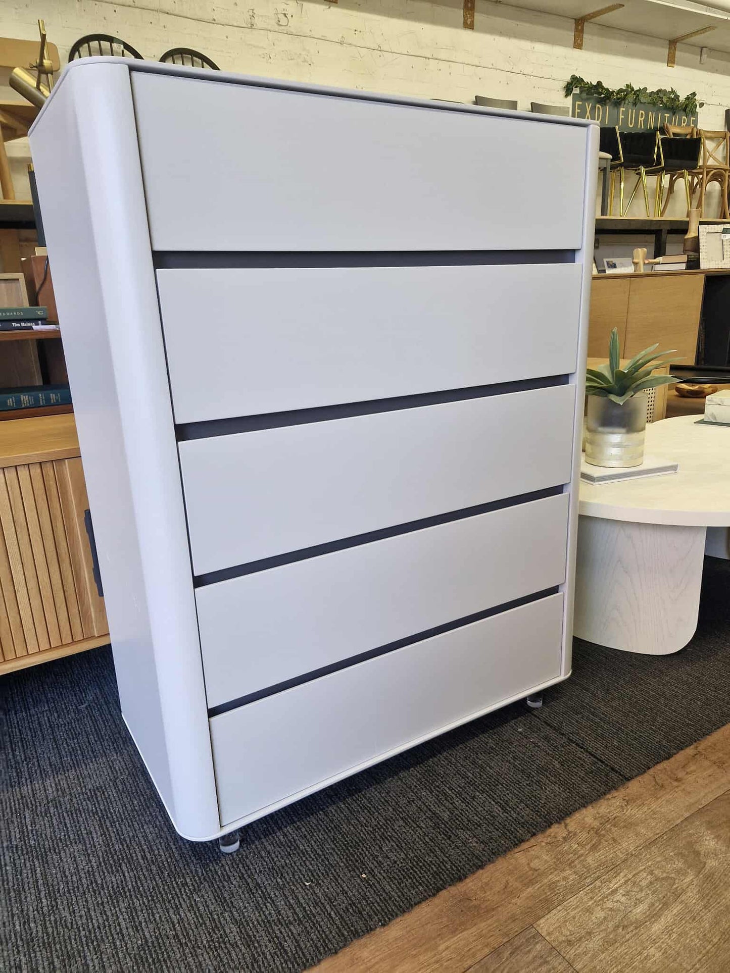 Matt Light Grey Tall Chest of Drawers