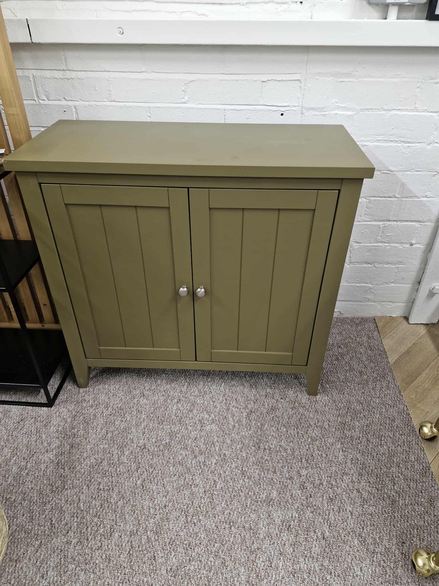 Olive Green Small Slim Cabinet / Compact Sideboard