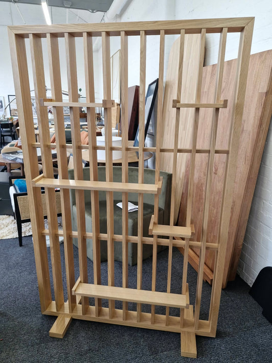 Free standing Oak room divider with shelves / La Redoute Mineva