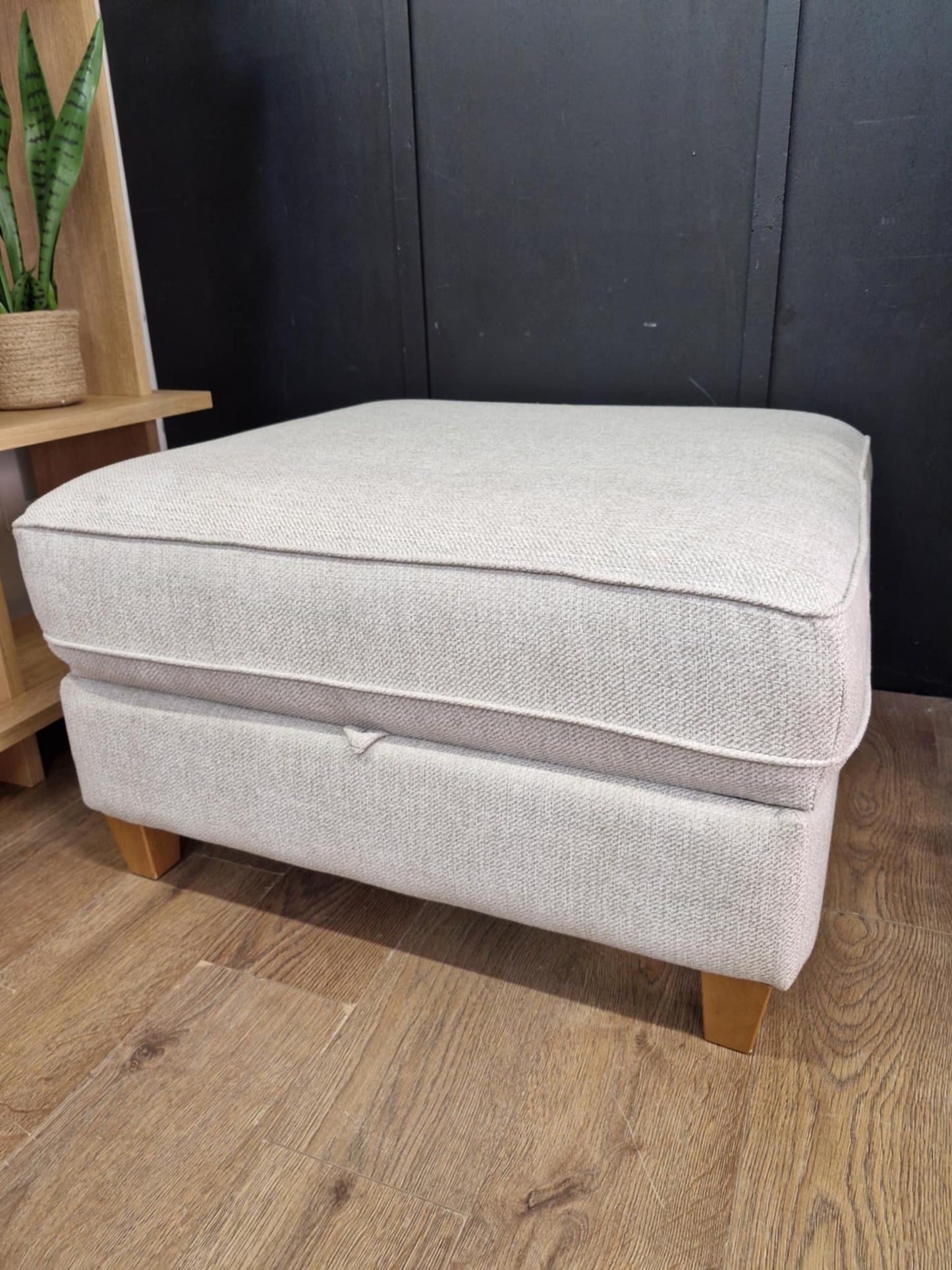 Large Storage Footstool | Light Grey / Silver Fabric / Inca