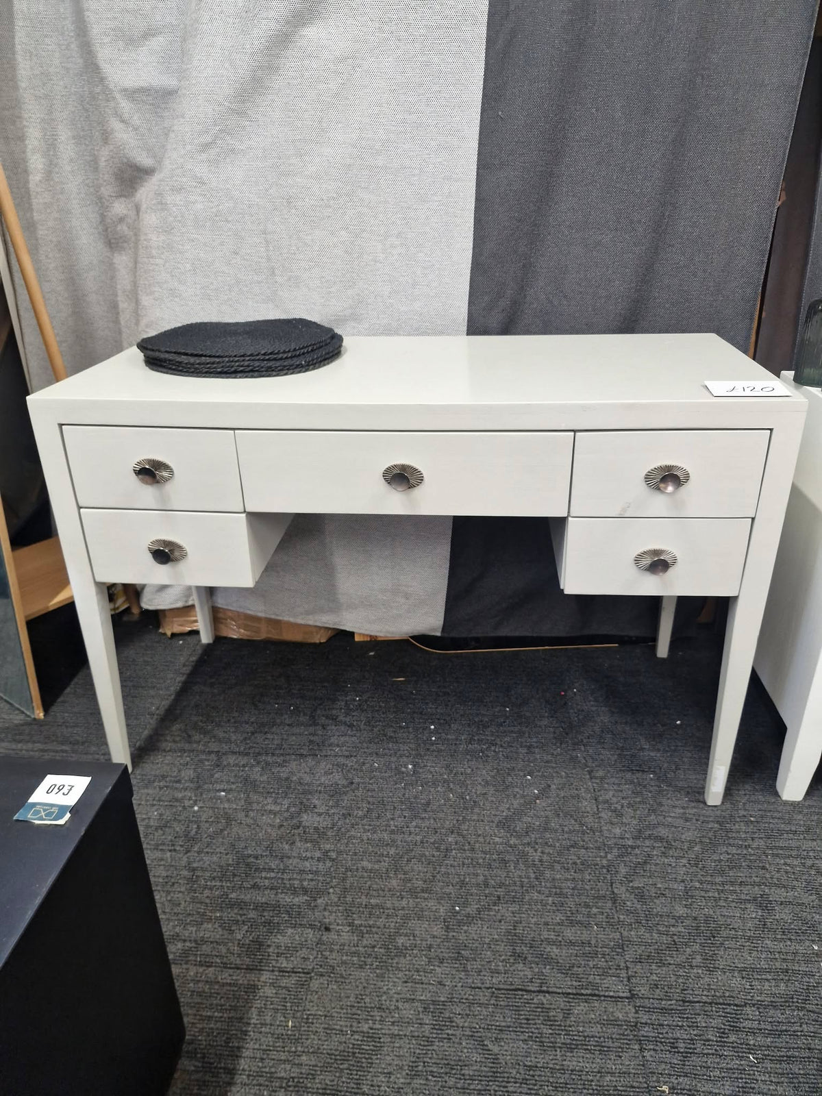 Light Grey 5 Drawer Dressing Table - Desk