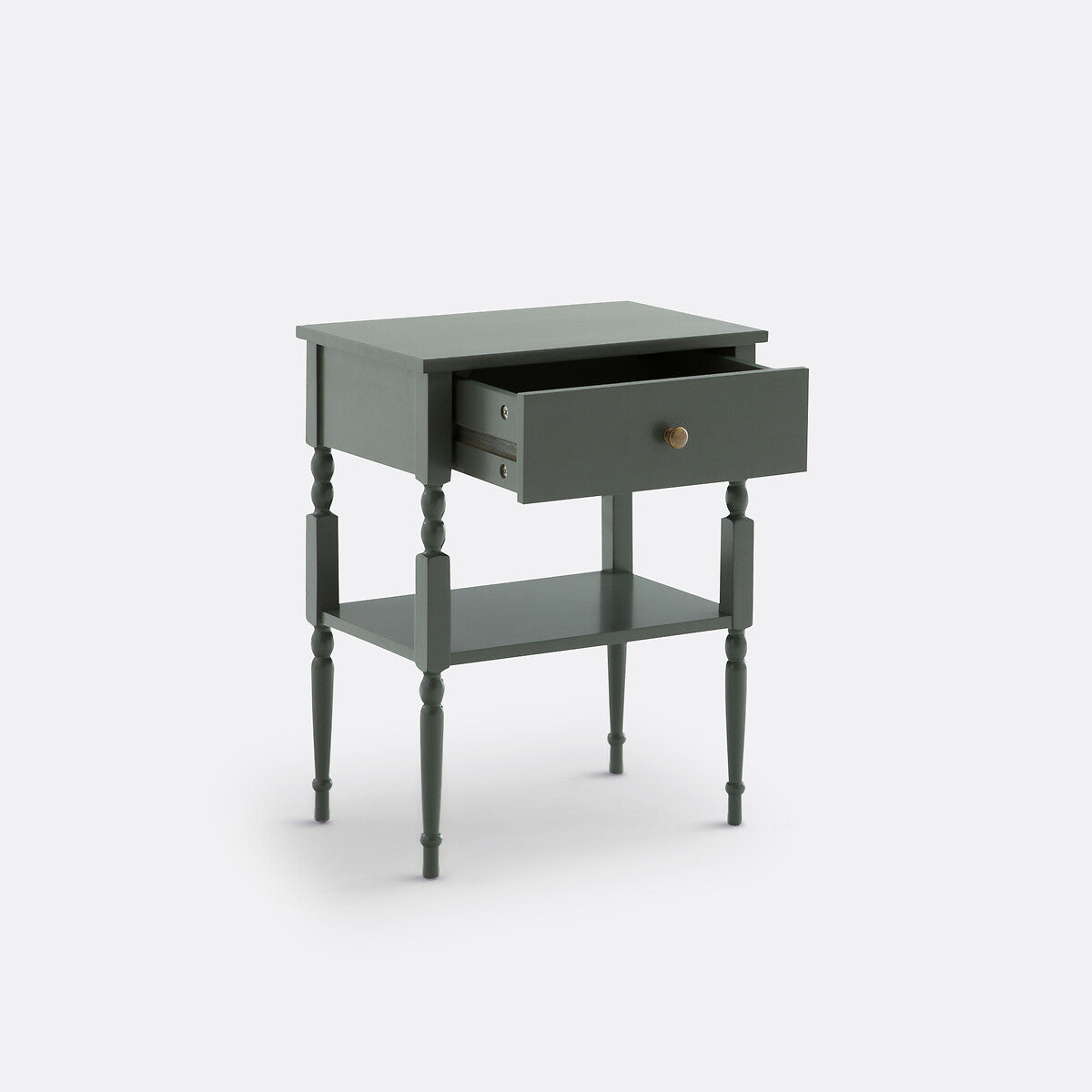 Set of 2 Bedside Tables with Drawers and Storage Shelf / Khaki Green
