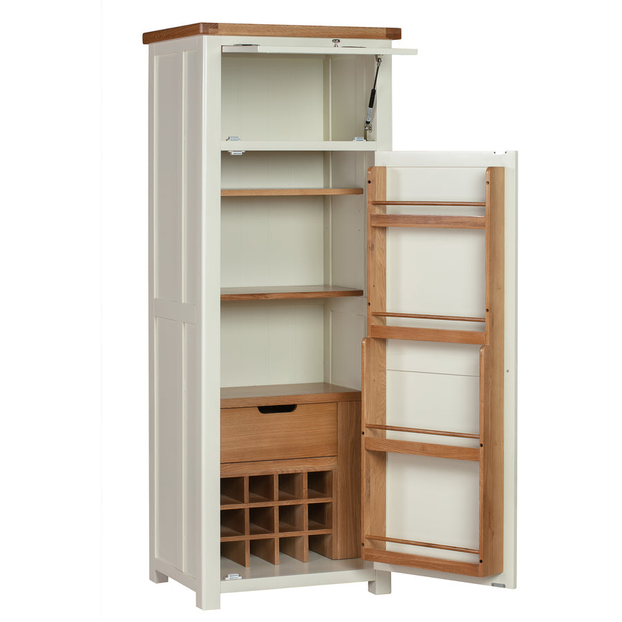 Off-white and Oak Slim Single Kitchen Larder