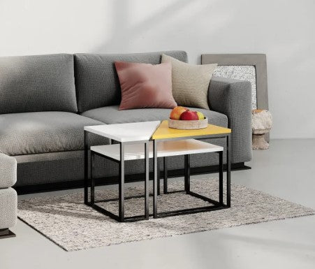 Coffee Tables / Nest of Tables ¦ White Yellow and Black metal