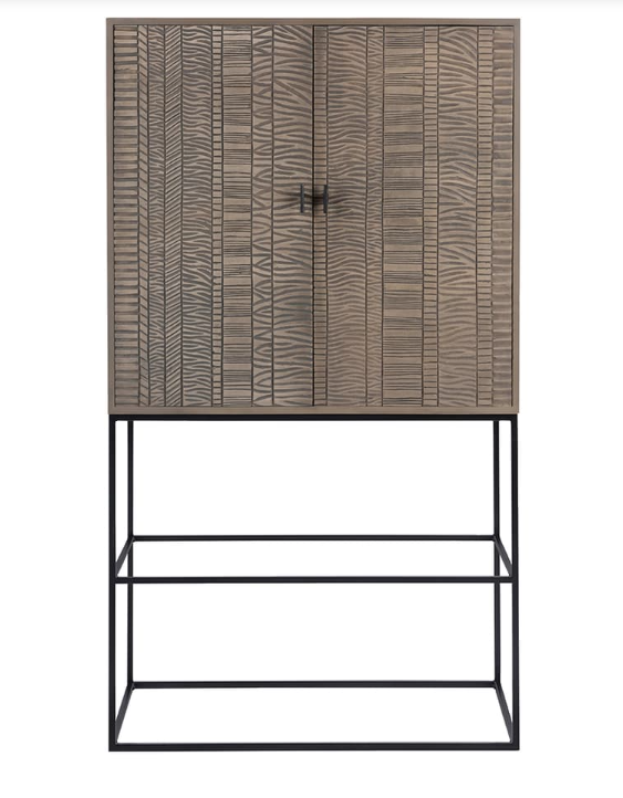 Drink Cabinet Grey Solid Wood and Black / Aztek Cabinet RRP £1460