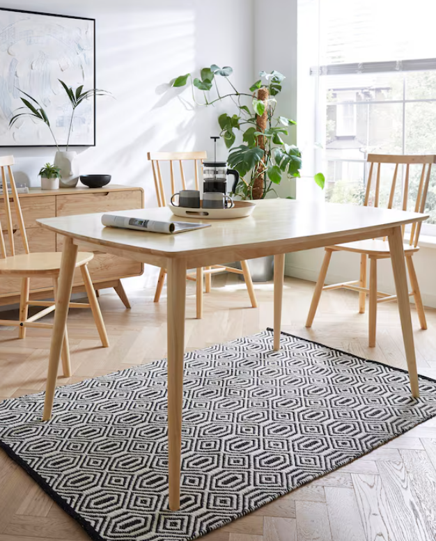 Solid Light Oak Wood Dining Table