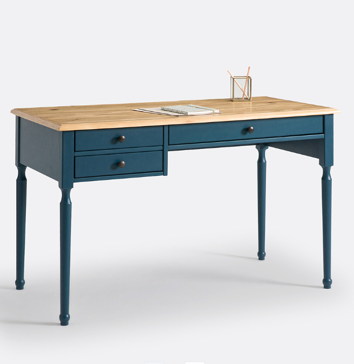 Dark Blue and Wood Desk with Storage Drawers RRP £379