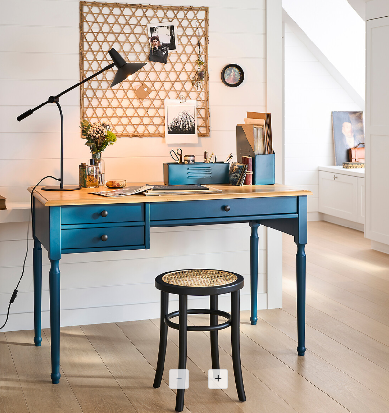 Dark Blue and Wood Desk with Storage Drawers RRP £379