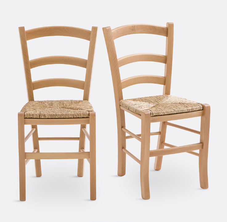 Set of 4 Dining Chairs / Wood and Rope