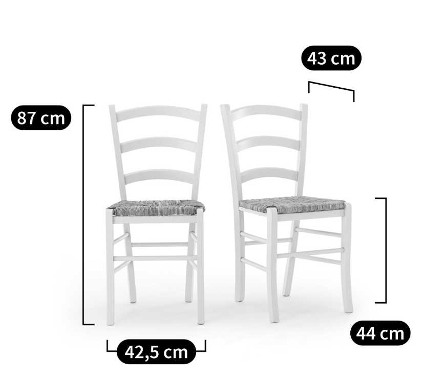 Set of 4 Dining Chairs / Wood and Rope