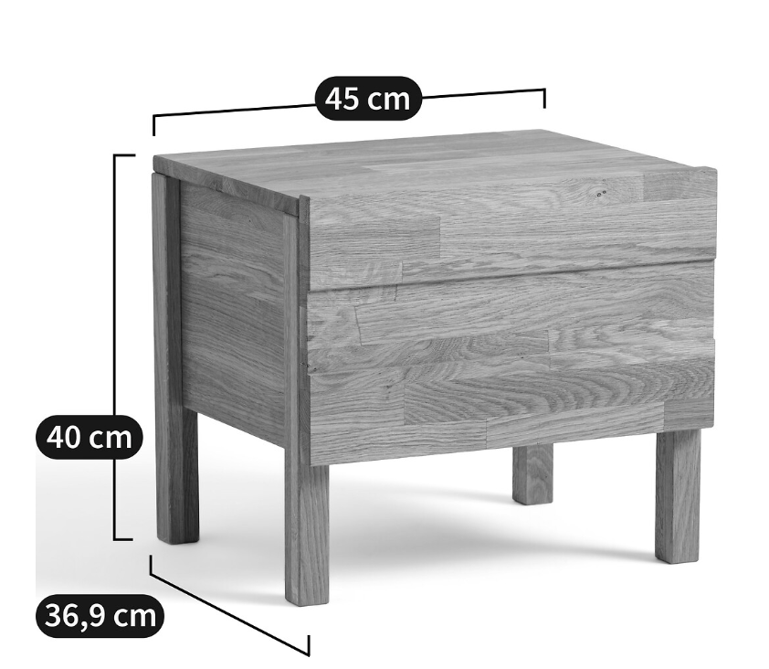 Solid Oak Low Bedside Table with drawer / La Redoute Ariles RRP £169