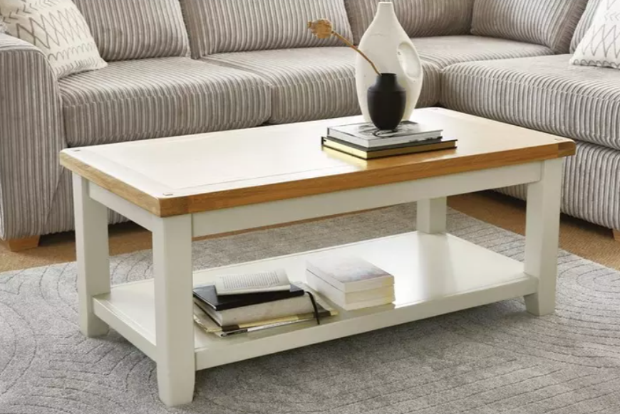 Oak and White Coffee Table with Storage / DFS Maud