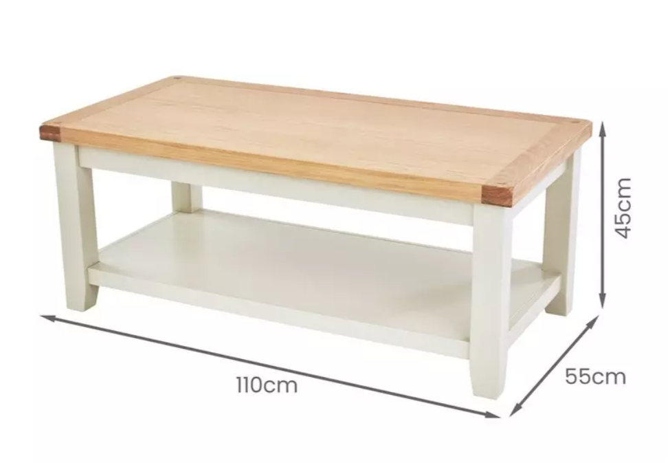 Oak and White Coffee Table with Storage / DFS Maud