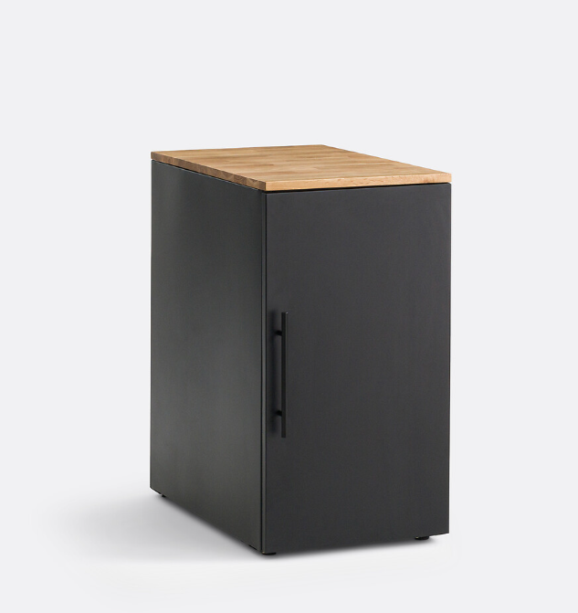 Black Metal and Oak Top Storage Cabinet / Home Office storage / La Redoute Hiba Desk Cupboard