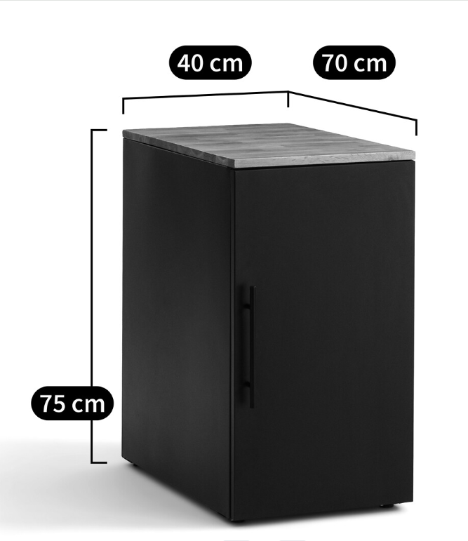 Black Metal and Oak Top Storage Cabinet / Home Office storage / La Redoute Hiba Desk Cupboard