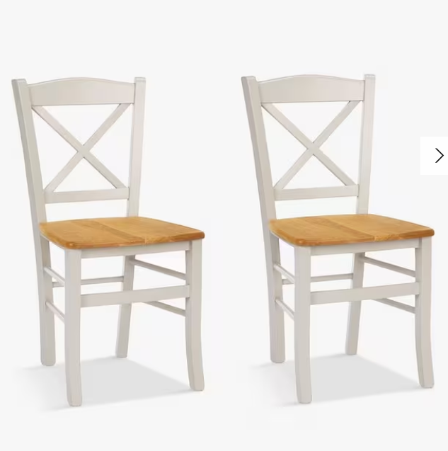 Set of 2 cross back dining chairs, Cream and Wood / John Lewis Clayton RRP £199
