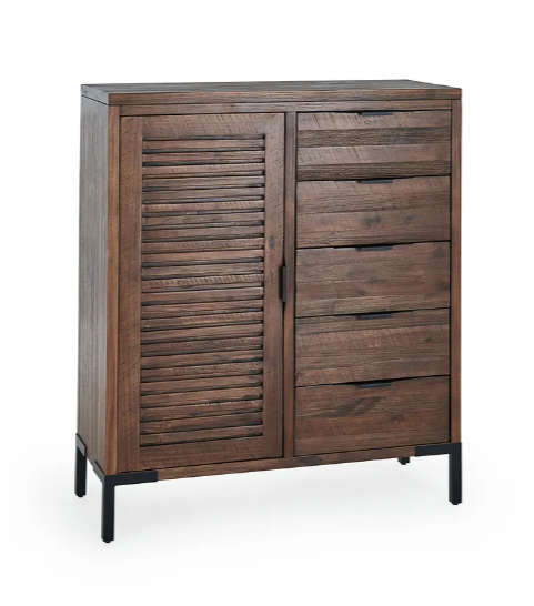 Solid Dark Wood Wideboy Chest / Wide and Tall cabinet with doors and drawers / Oak Furnitureland Detroit (Copy)