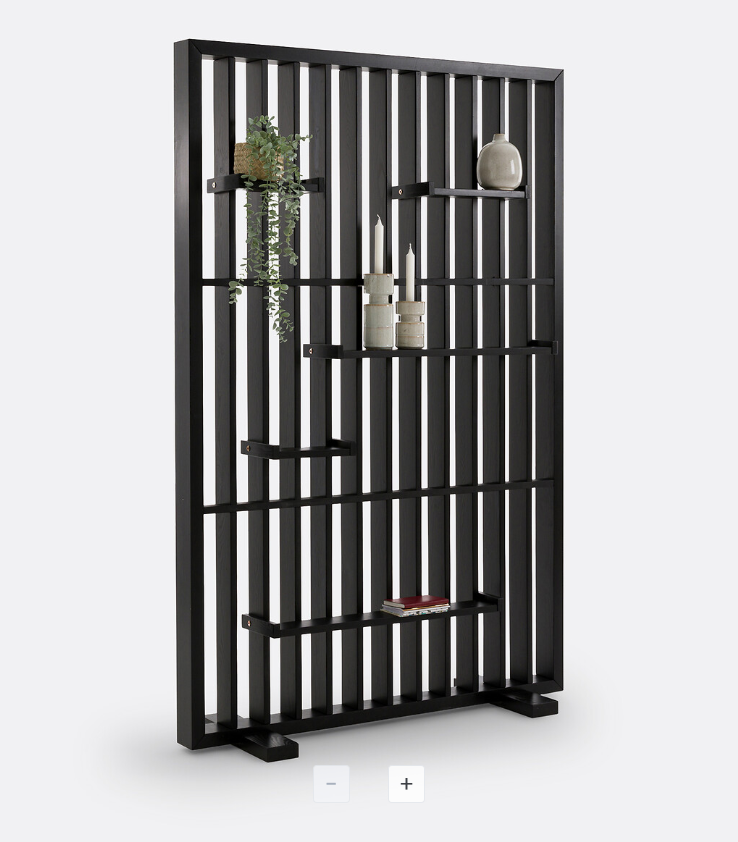 Freestanding room divider with shelves / Solid Wood Black / La Redoute Mineva