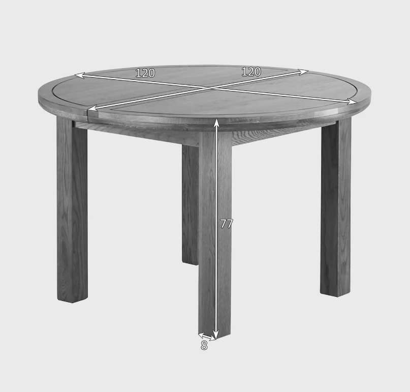 Extending Round Dining Table - Rustic Solid Oak / Oak Furnitureland KNIGHTSBRIDGE