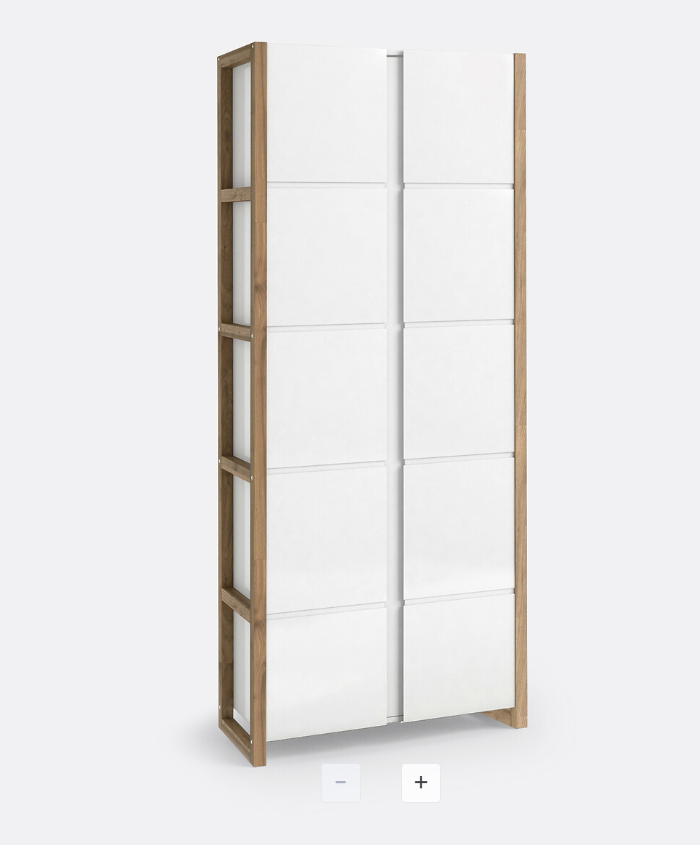 White and Oak double storage bookcase / wardrobe