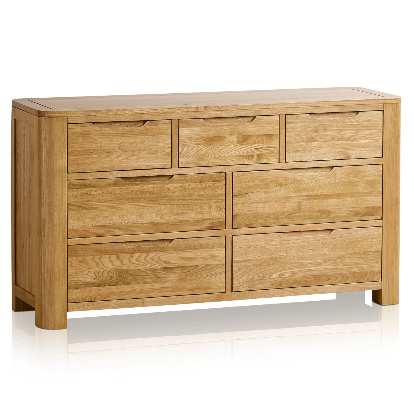 Large Solid Oak Chest of 7 Drawers / Oak Furnitureland Romsey