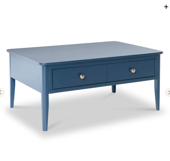 Blue Solid Wood Coffee Table with Storage Drawer