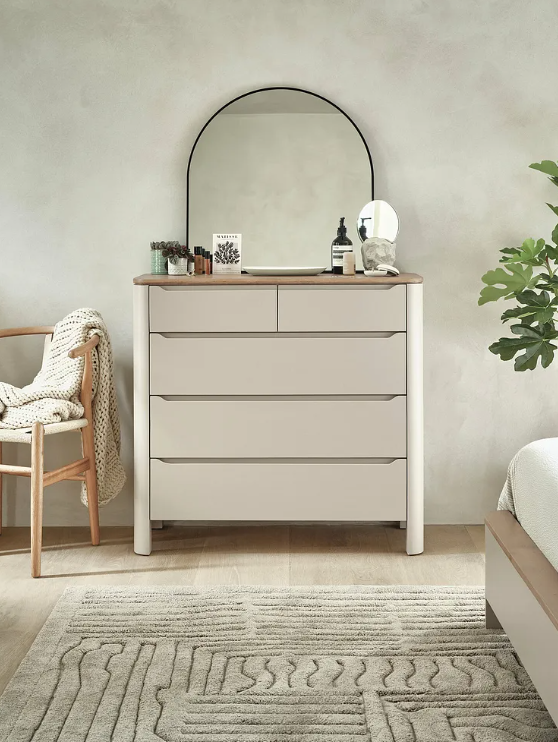 Chest of Drawers 2+3 / Smoked Oak and Natural Stone / Oak FurnitureLand Otto