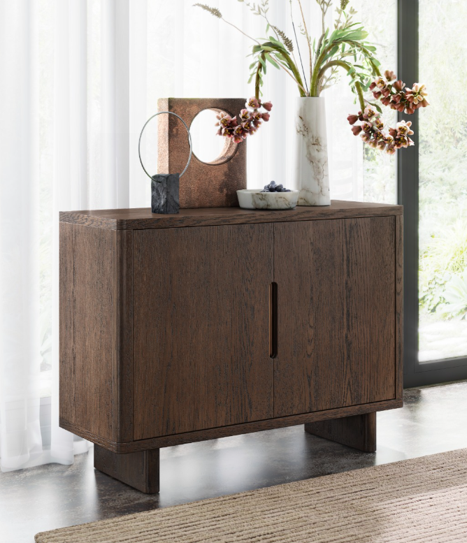 Dark Wood Walnut 2 Door Cupboard / Small Sideboard