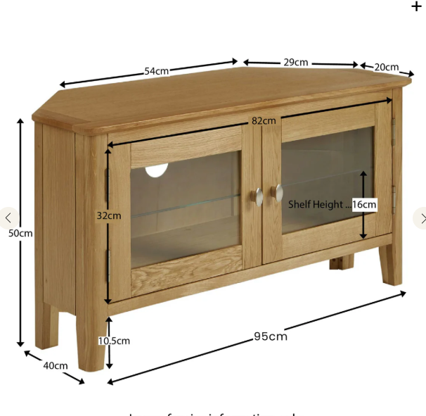 Oak Corner TV Stand / Unit with glass door