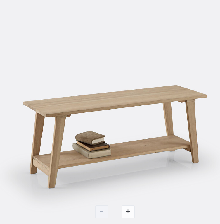 Solid Bleached Oak Hallway Bench with Shelf