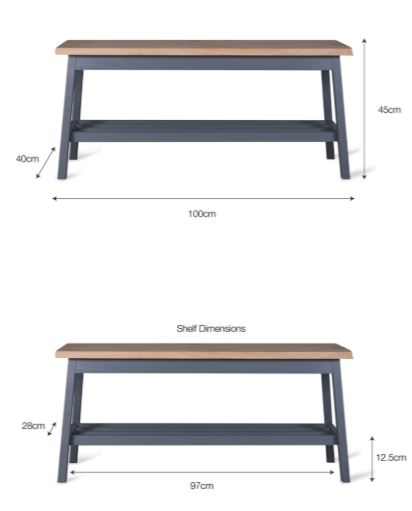 Hallway Bench with Shelf / Oak and Dark Grey Charcoal