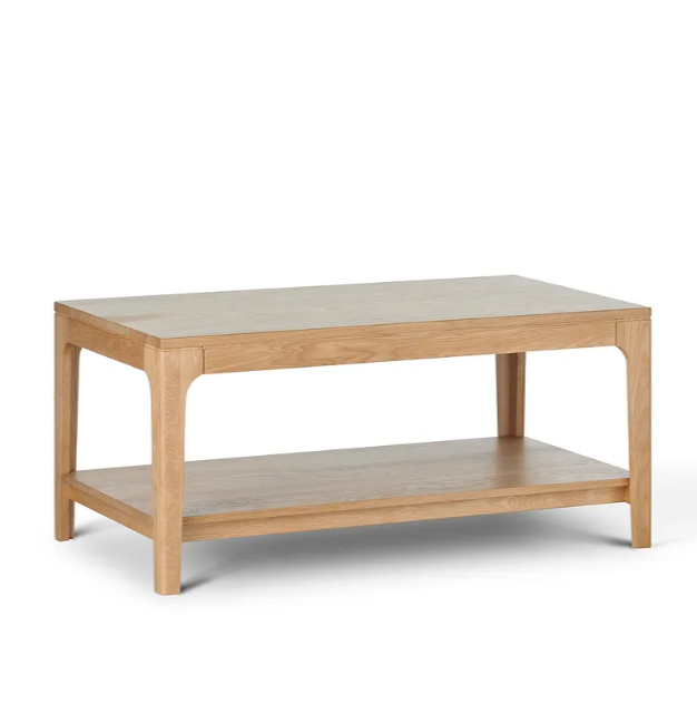 Solid Oak Coffee Table with Storage Shelf