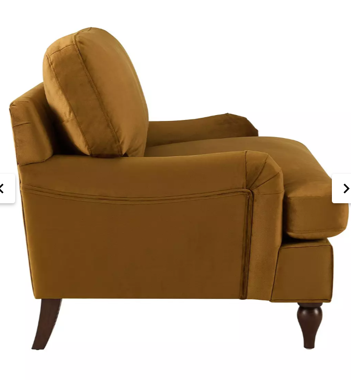 Mustard / Muted Gold Velvet Loveseat / Cuddle Chair