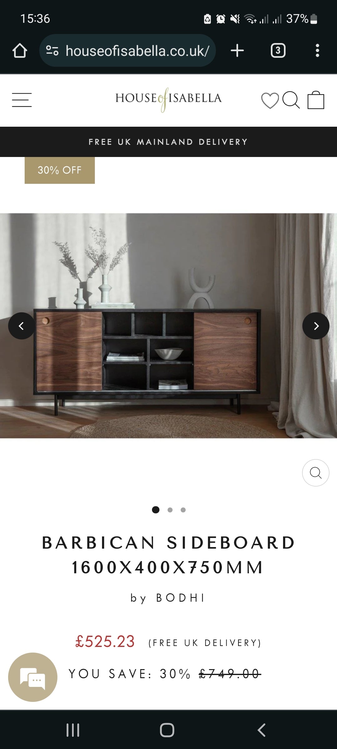 Sideboard Black and Walnut Wood Effect | Sliding doors