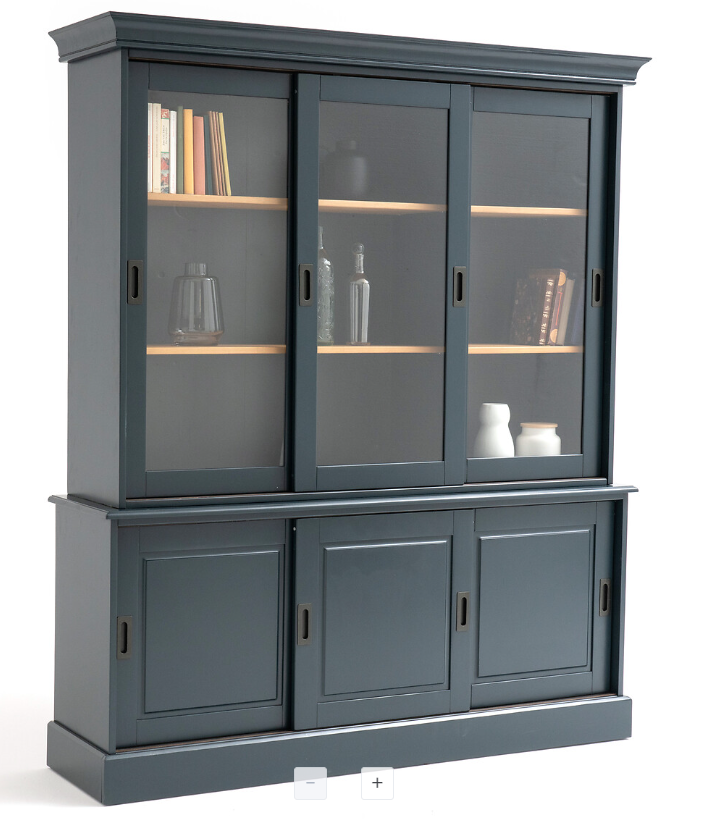 Large Cabinet Dresser Charcoal Grey Blue and Wood / La Redoute Poiret RRP £1199