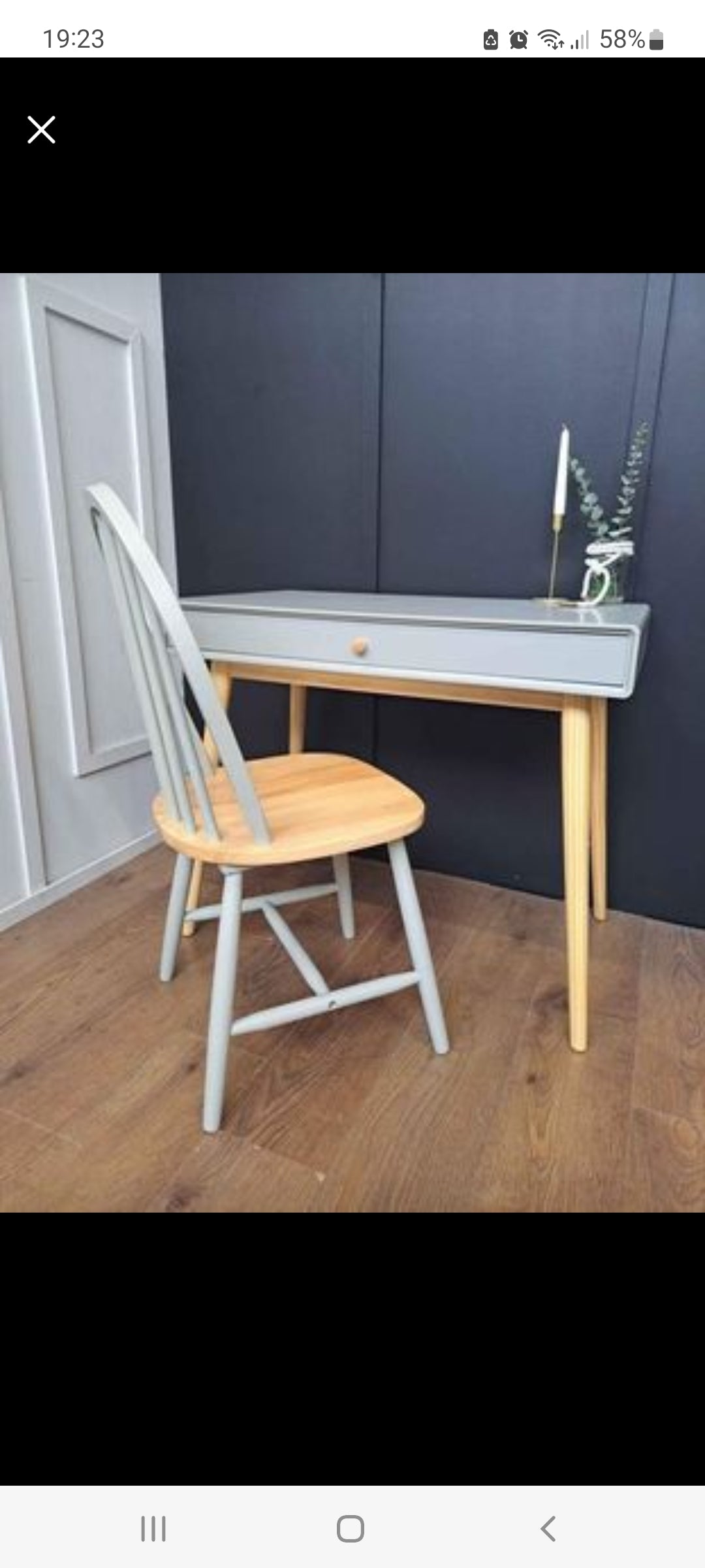 Grey and wood desk