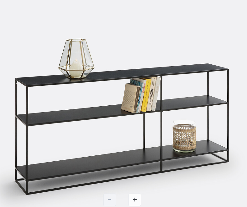 Low Black Metal Bookshelf Display Unit / La Redoute Hiba