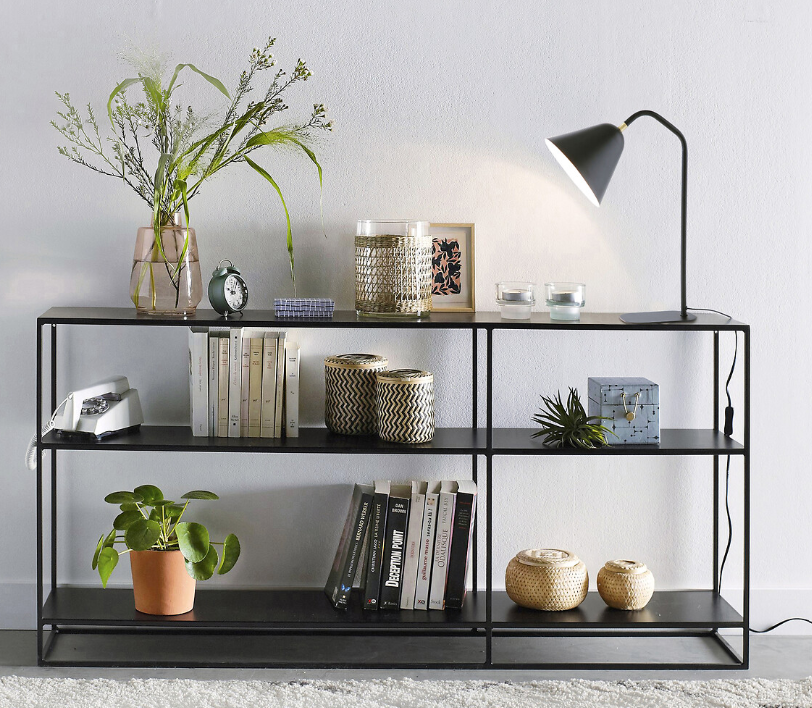 Low Black Metal Bookshelf Display Unit / La Redoute Hiba