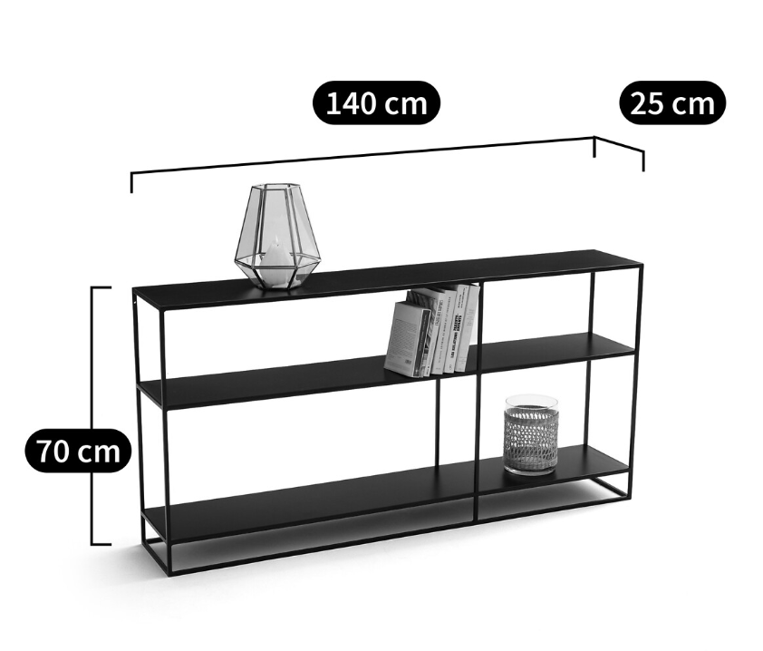 Low Black Metal Bookshelf Display Unit / La Redoute Hiba