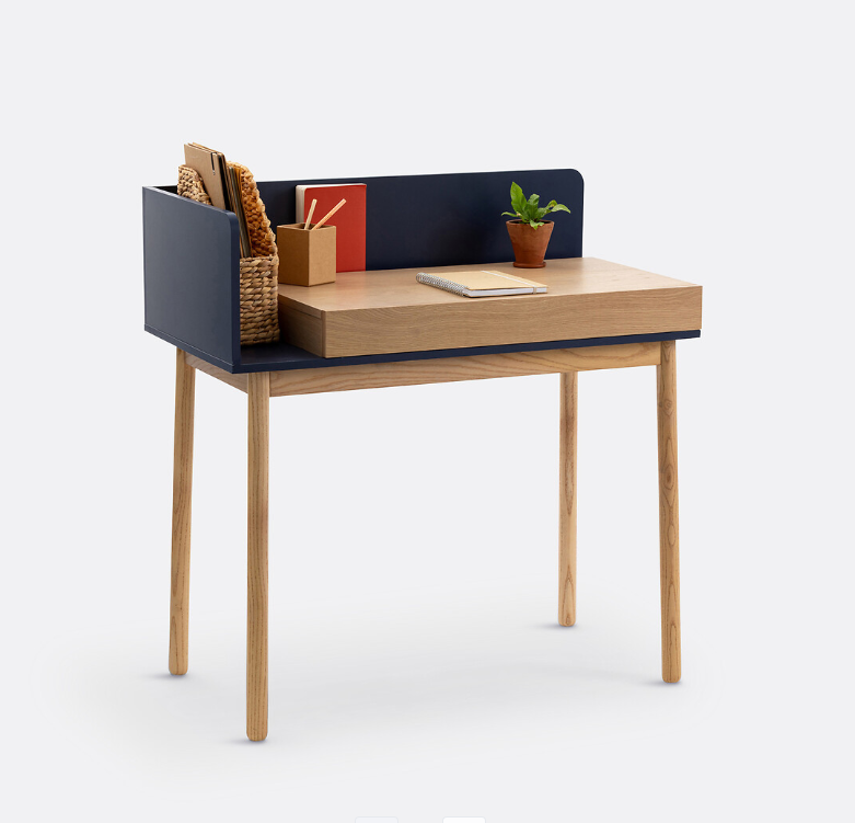 Oak and Blue Desk with 1 Drawer / La Redoute Graphy