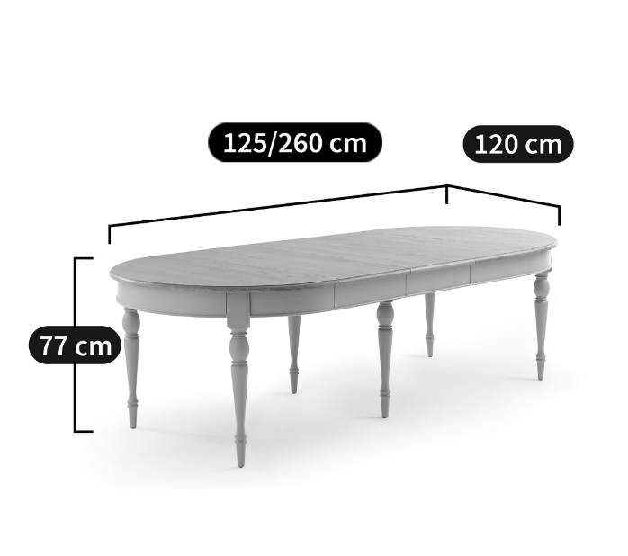 Extending Dining Table Round 4 seter to 12 seater Oval / Wood and Light Blue