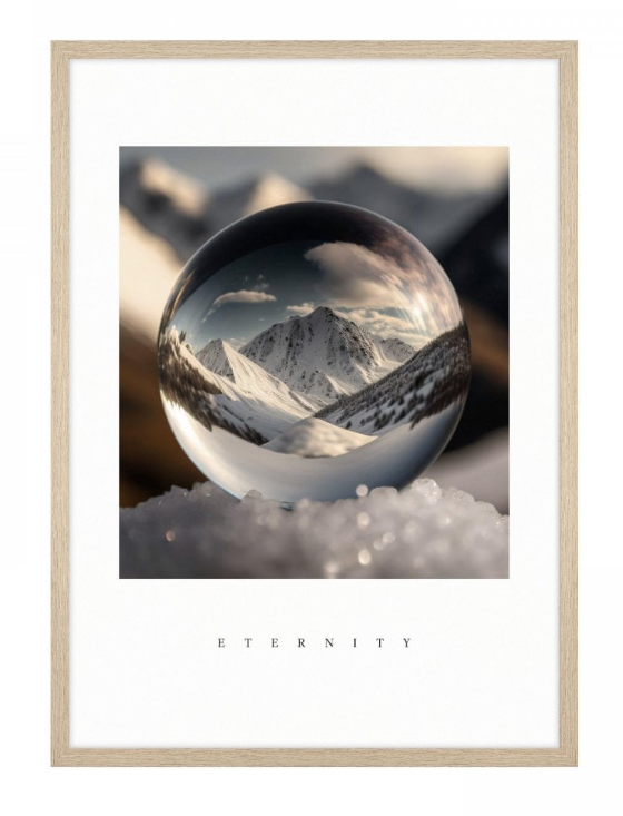 Winter Print with Glass Ball / clear sphere "ETERNITY"