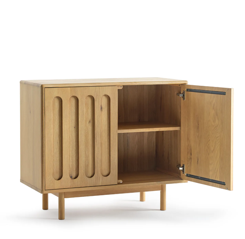 Solid Oak Small Sideboard with arched hardwood panelled doors