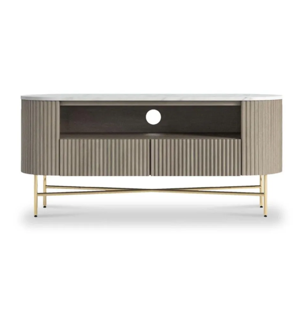 Marble and Grey Solid Wood TV Stand