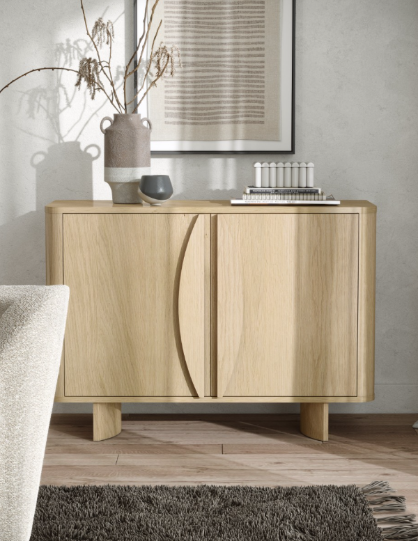 Oak Small Sideboard / Cabinet with Half Moon details