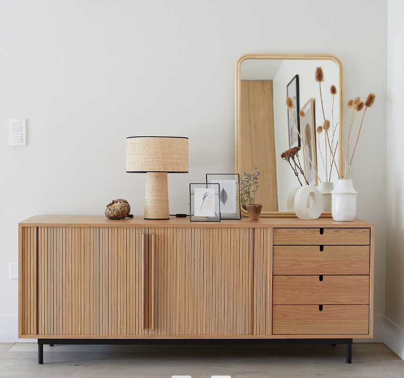Oak Sideboard with sliding doors and drawers